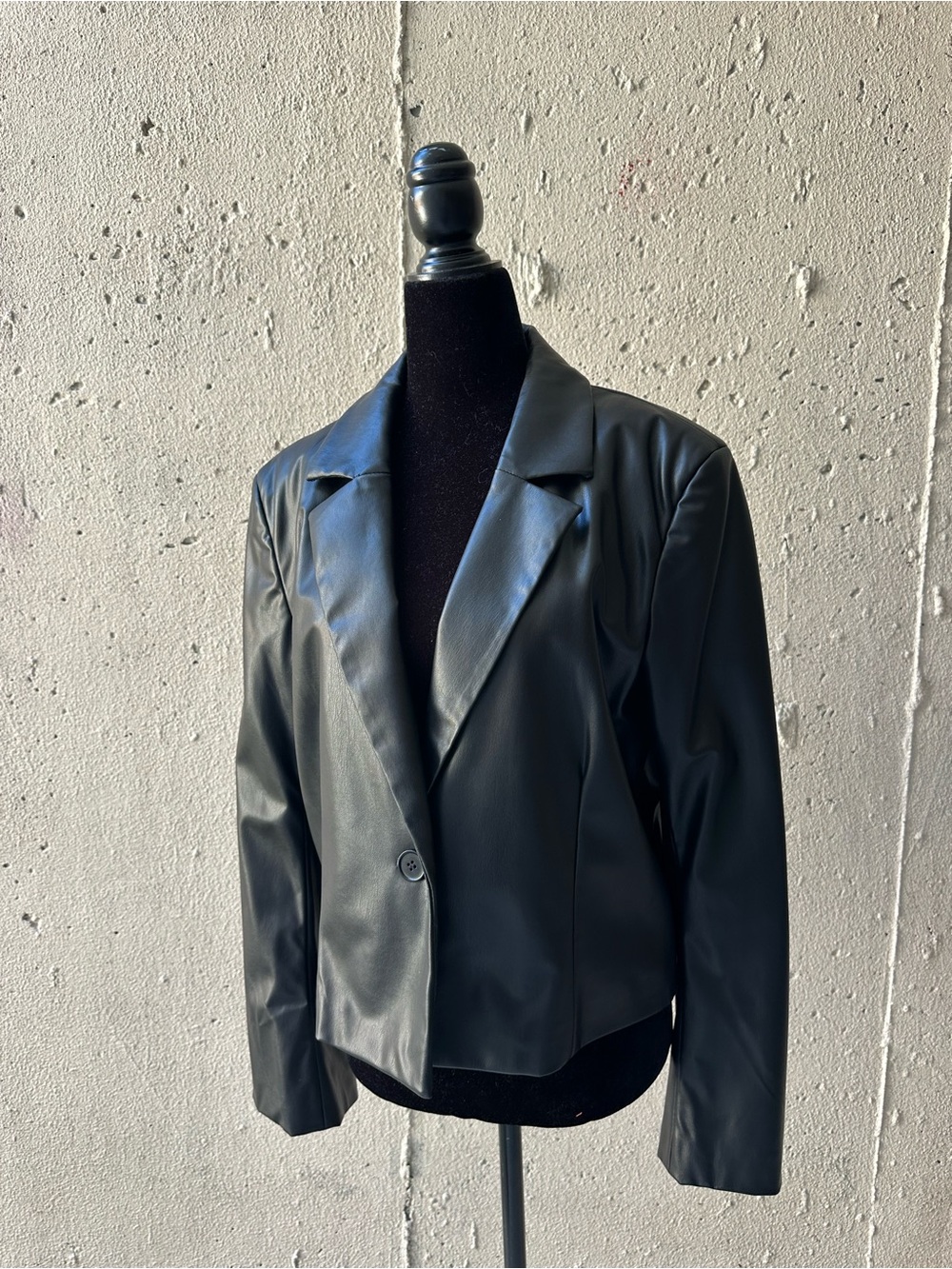H&M Black Faux Leather Blazer Jacket